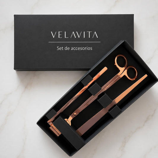 KIT DELUXE - Velas 1 Kg + Encendedor + Set Accesorios + Recipiente