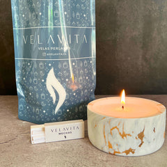 KIT CARRARA 500gr Velas COLORES + Recipiente