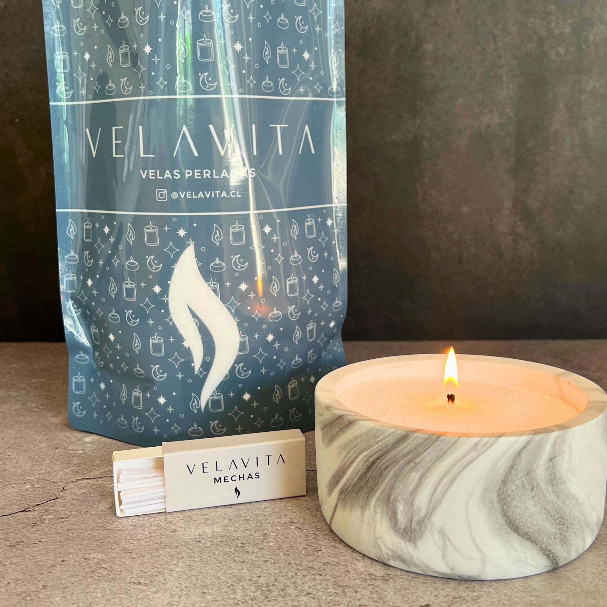 KIT CARRARA 500gr Velas COLORES + Recipiente