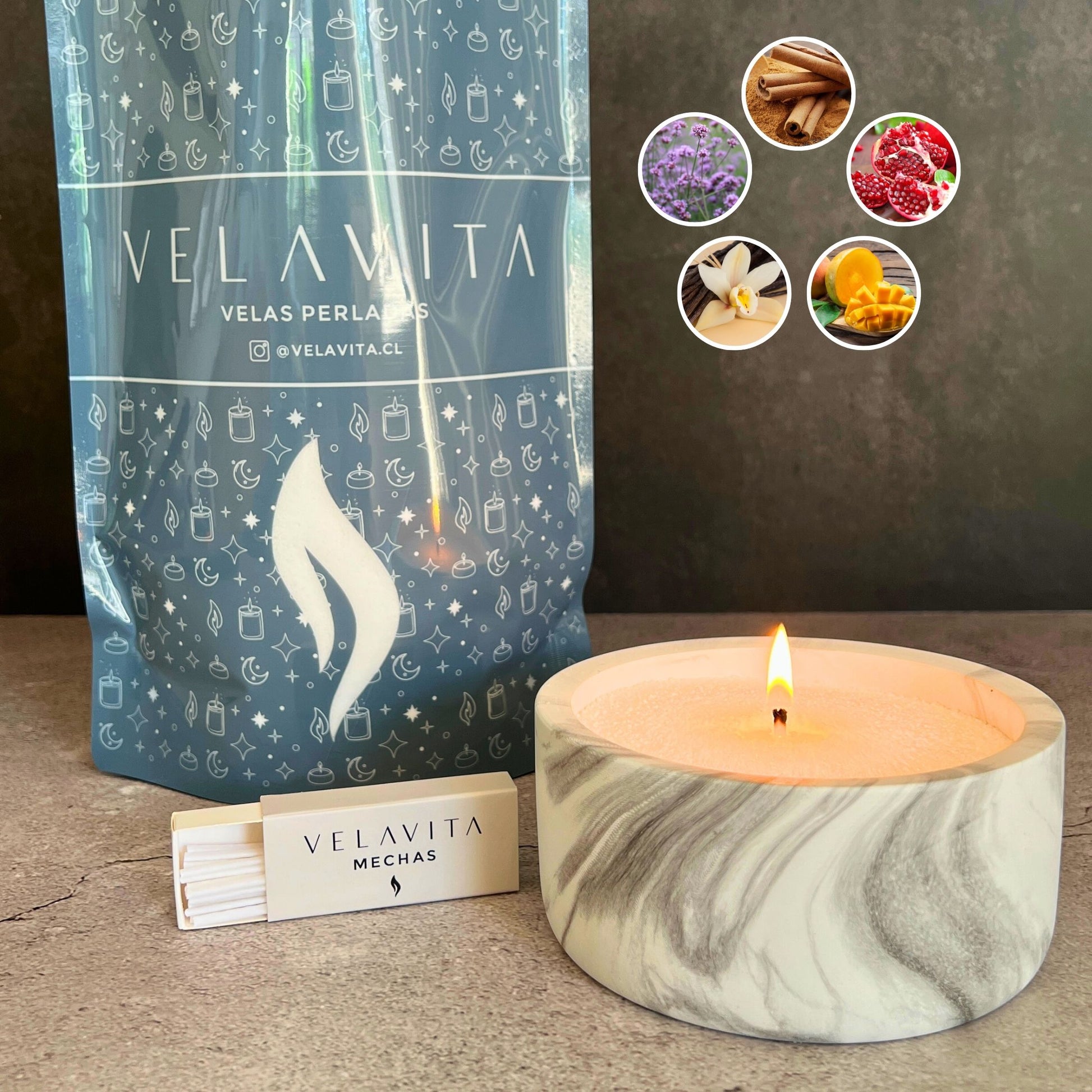 KIT CARRARA 1 Kg Velas AROMAS + Recipiente