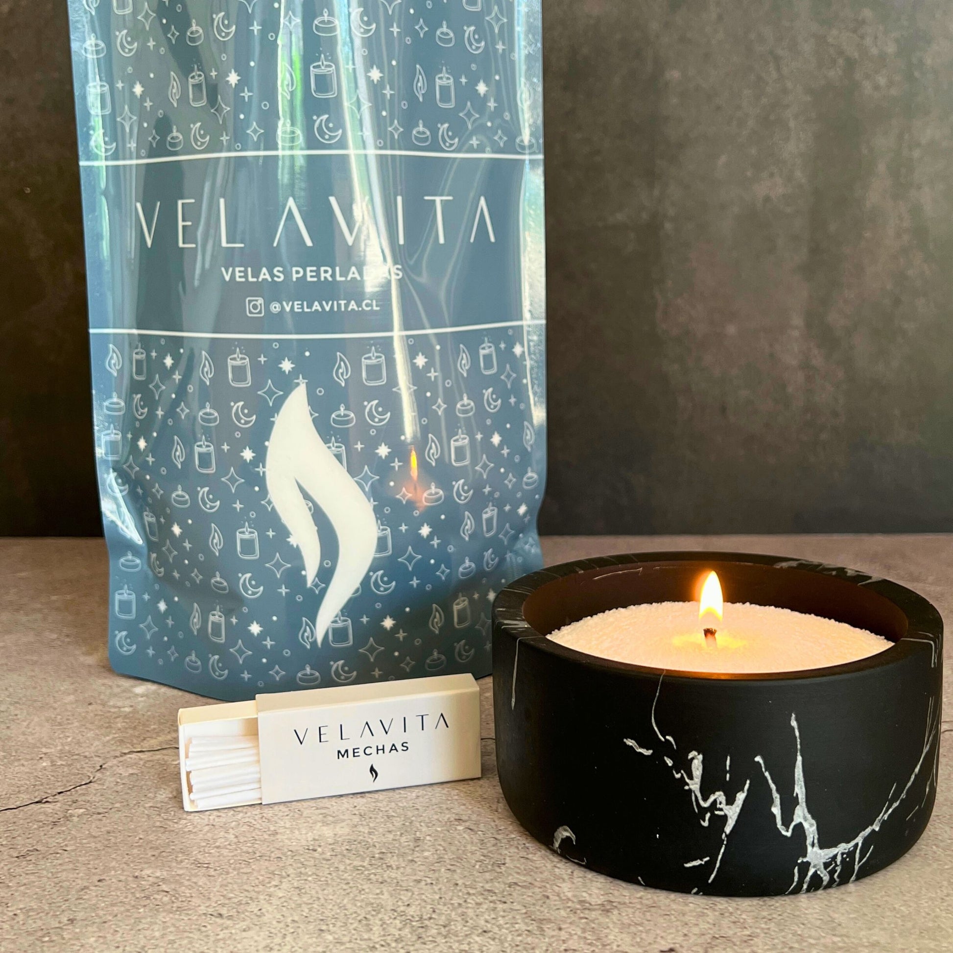 KIT CARRARA 500gr Velas COLORES + Recipiente