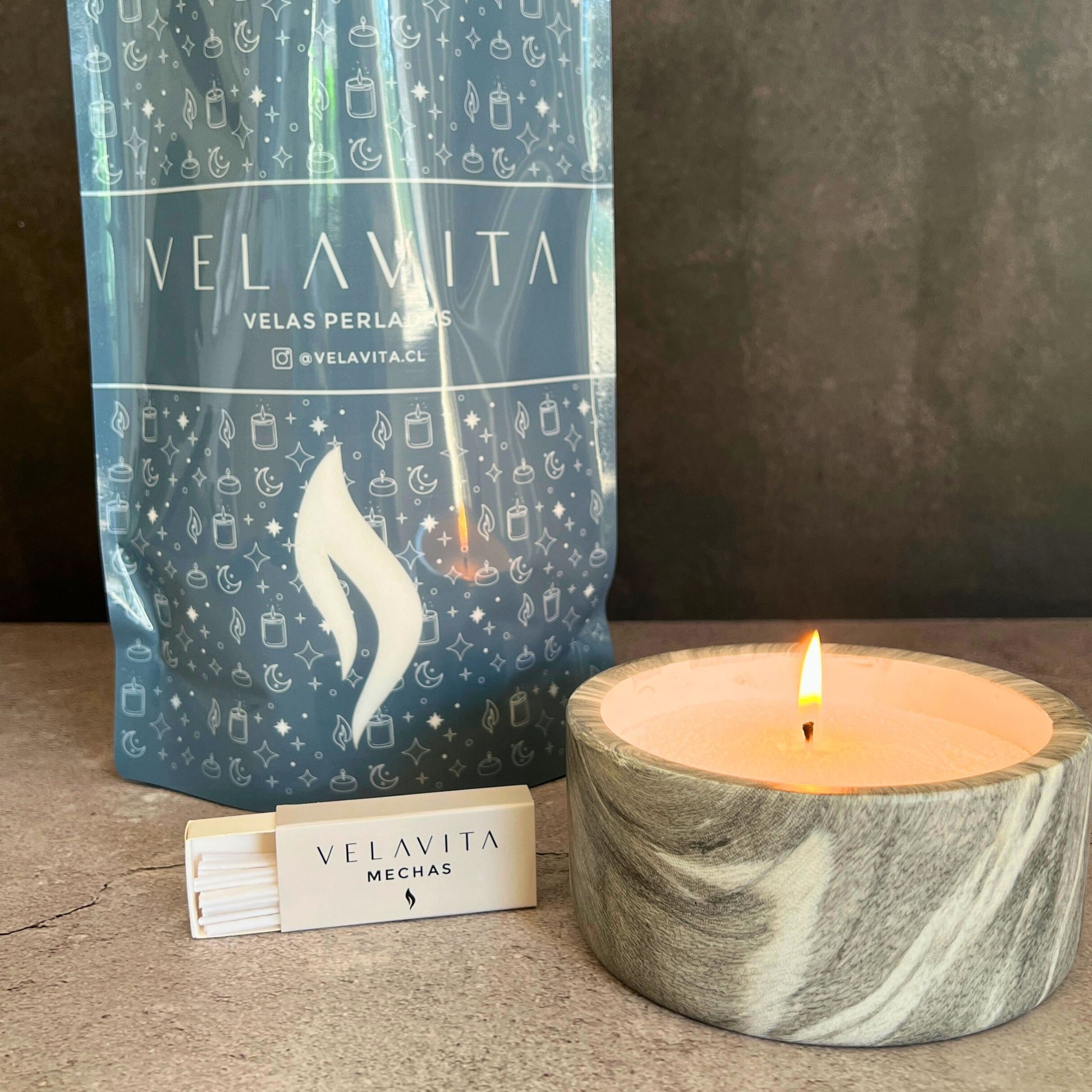 KIT CARRARA 500gr Velas COLORES + Recipiente