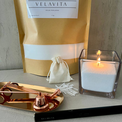 Kit Deluxe - Velas 1 Kg + Encendedor + Set Accesorios + Recipiente