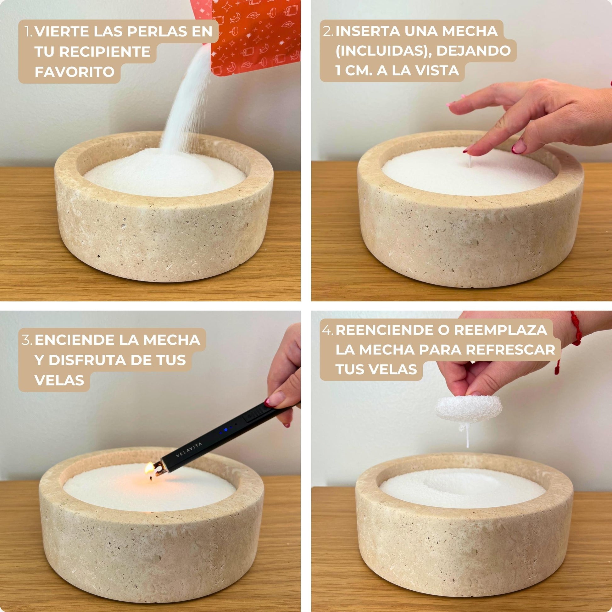 Velas Perladas COLORES 500gr - 120 horas de luz