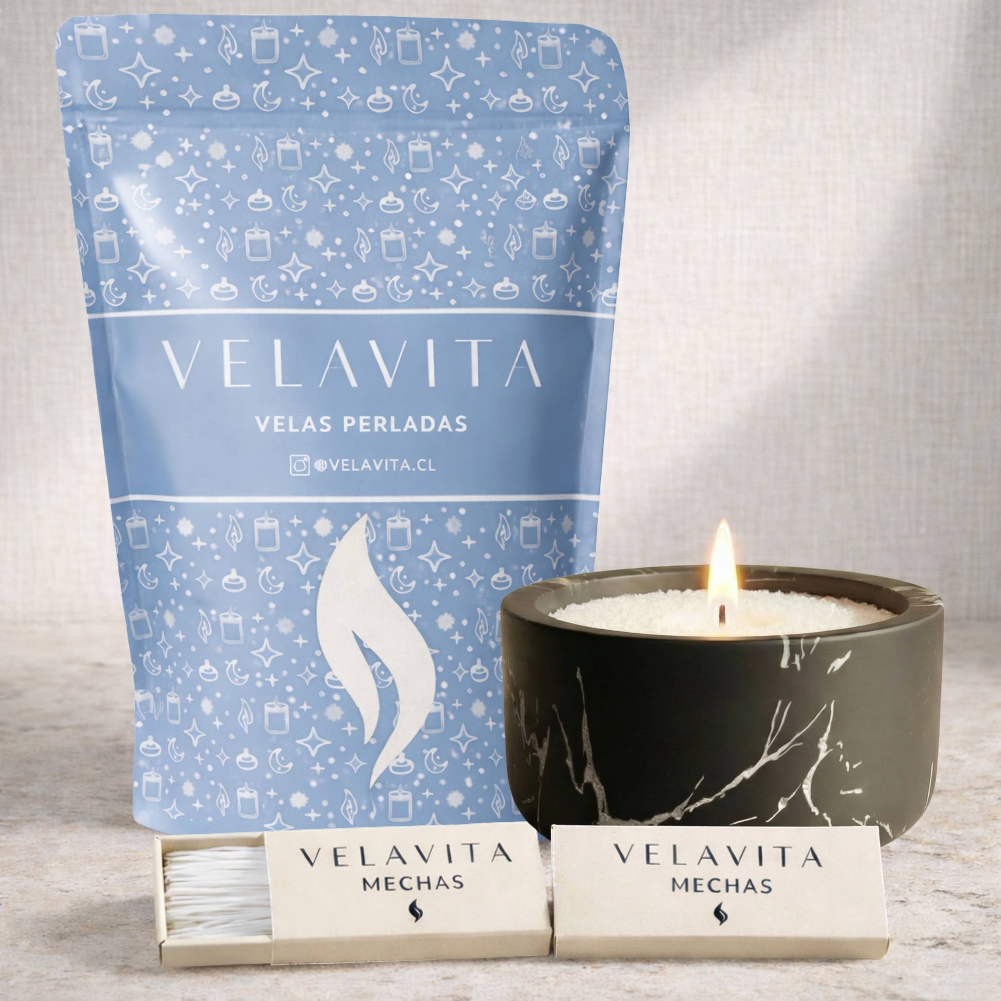 KIT CARRARA 1 Kg Velas AROMAS + Recipiente
