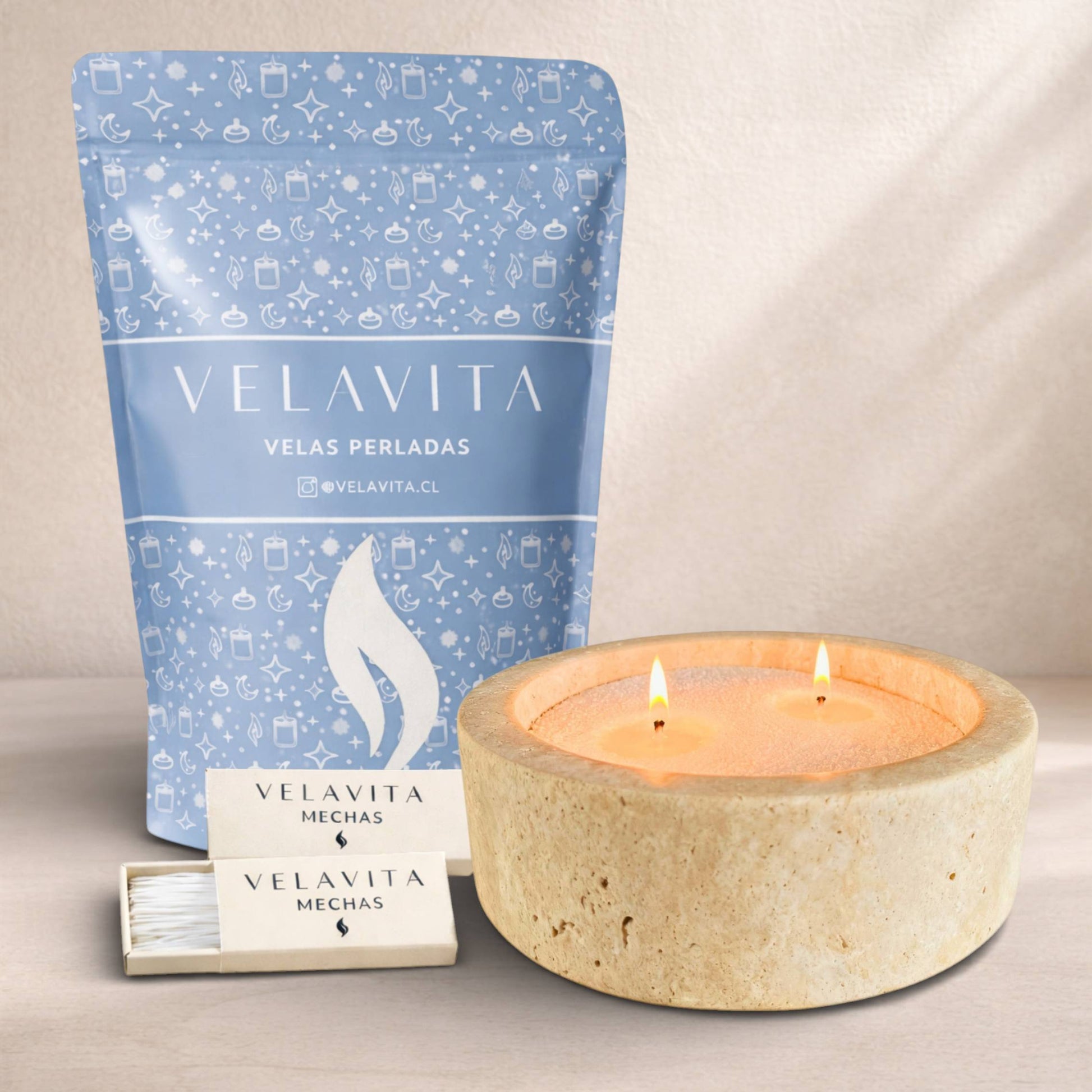 KIT PETRA 1 Kg Velas AROMAS + Recipiente