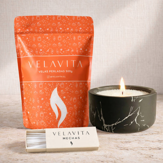 KIT CARRARA 500gr Velas AROMAS + Recipiente