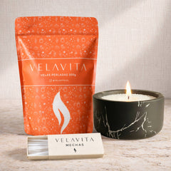 KIT CARRARA 500gr Velas AROMAS + Recipiente