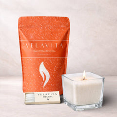 KIT ELEGANTE 500gr Velas COLORES + Recipiente