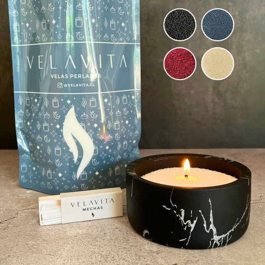 KIT CARRARA 500gr Velas COLORES + Recipiente